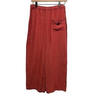 FLAX Linen Maxi Skirt Red Womens Small Cottage Prairie Lagen